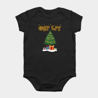 Get Lit Funny Christmas Tree Lights Festive Baby Bodysuit